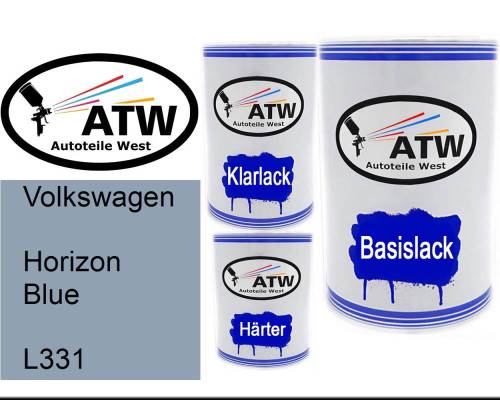 Volkswagen, Horizon Blue, L331: 500ml Lackdose + 500ml Klarlack + 250ml Härter - Set, von ATW Autoteile West.